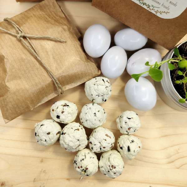 bombe di semi bomboniere battesimo bimba ecofattoart